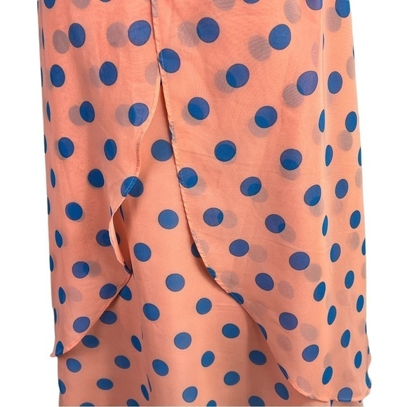 Altar'd State peach with blue polka dots halter Lined mini dress Size M - Picture 3 of 8